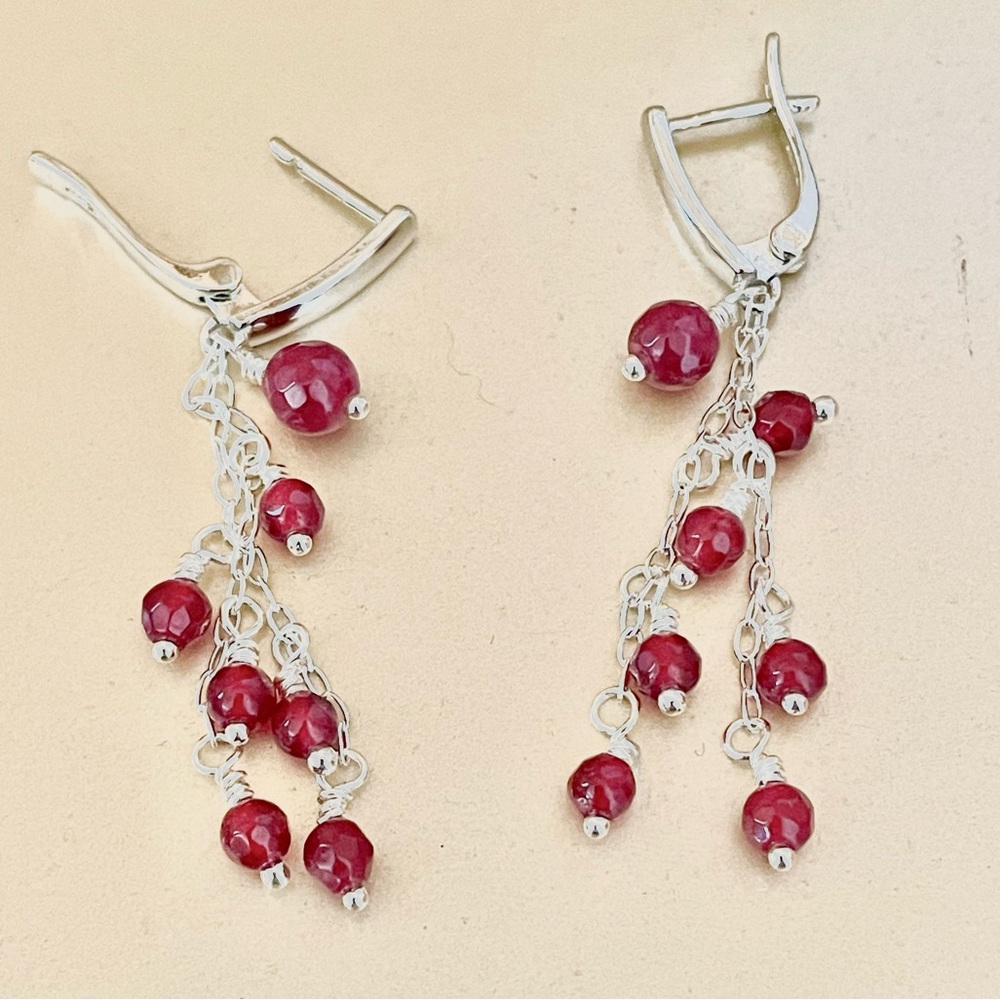 Sterling red chalcedony earrings